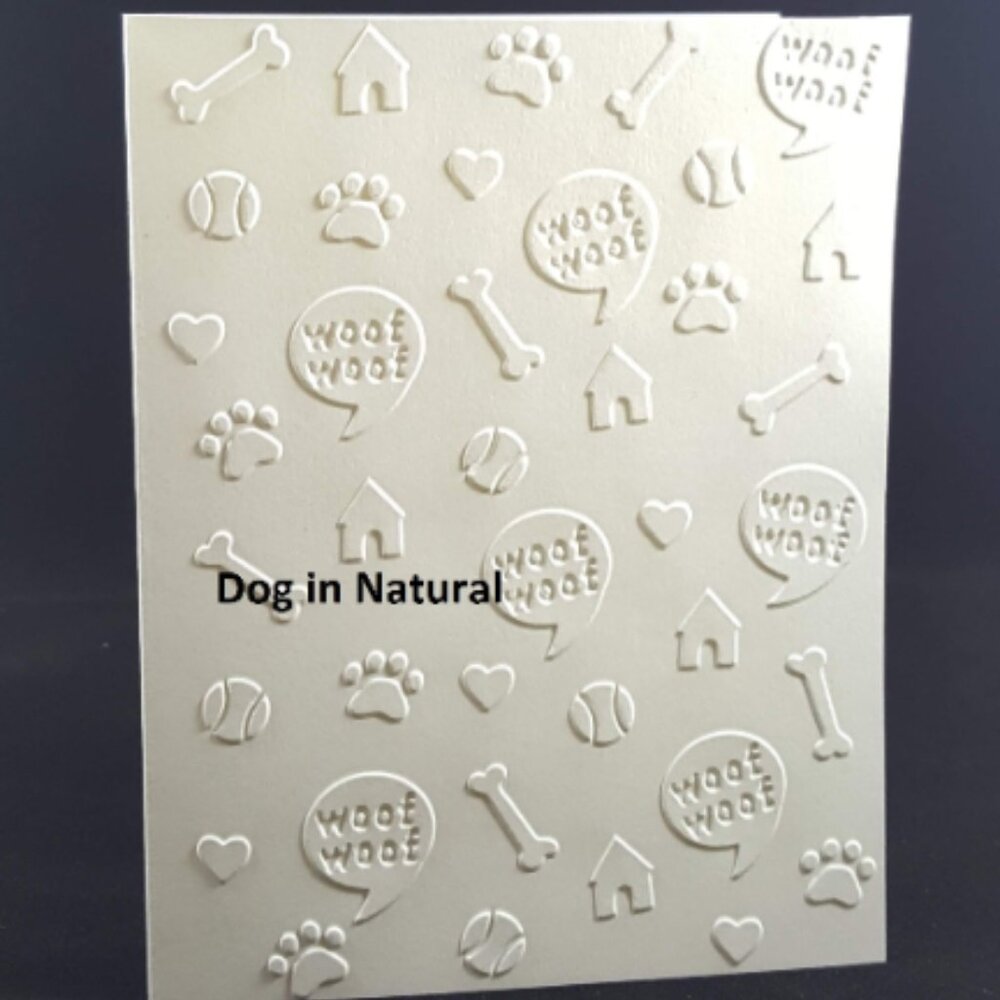 Dog‎ Woof Embossed Note Cards Pack w/Envelopes, Set of 6 in Natural